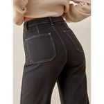 Reformation  Lexi High Rise Wide Leg Button Fly Jean Washed Black Size‎ 27 Photo 1