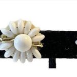 Magnificent Beaded Flower Screw On Back Earrings Signed Western Germany White Photo 1