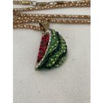 Fashion Red Green Rhinestone Enamel Watermelon Necklace Long Photo 5