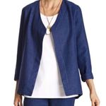 J.Jill XS Blue Linen Open Front Blazer Jacket NWT Photo 0
