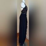 Windsor  Black & Tan Maxi Floral Lace Sheer Draped Split On Side Dress Sz… Photo 6