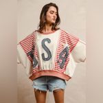 NWT BiBi Freedom USA Stitch Patchwork Top Blue Photo 3