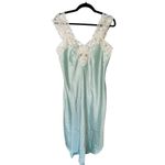 VTG California Dynasty Satin Fairy Cottagecore Etherial Lace Slip Dress Medium Green Photo 7