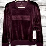 Calvin Klein  Velvet Logo Crew Neck Sweatshirt Maroon LG NWT Photo 0