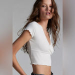 BDG Urban Outfitters NWOT Madi Ribbed Surplice Short Sleeve Tee see flaw** XL Photo 1