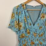 Baltic Born  Birdie Aqua Floral Maxi Dress Flutter Sleeve V Neck Womens L Photo 1