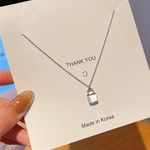 925 silver Plated Lock Chain Necklace Photo 0