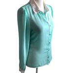 Forever 21  Mint & White Button Down Long Sleeve Collared Top Size S Photo 1