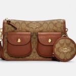 Coach NWT C5675 Pennie Crossbody With Coin Case In Signature Canvas Khaki Photo 0