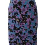 Talbots NWT 100% Cotton Velvet Floral Skirt Poly Satin Lining Purple/Blue Sz 14 Photo 0