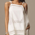 Anthropologie Tie strap linen hanky cutwork top Photo 0