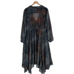 Mint Velvet Sheer Snake Print Fit & Flare Trapeze Asymmetrical Midi Dress 18 Blue Photo 2