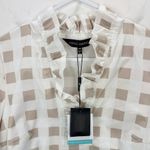 Ming Wang Gingham Ruffle Collar Top Blouse Relaxed Cotton Blue Popover XXS NWT Photo 4