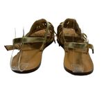 J.Crew  Gold Leather Fringe Slingback Sandals Size 8 M Photo 5