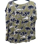 Tahari  Womens Blouse Size XL Linen Vacation Travel‎ Hawaiian Palm Tropical Beach Photo 1