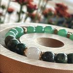 Handmade Green Aventurine + African Turquoise Jasper +Moonstone Beaded Bracelet* Photo 3