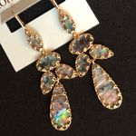 Gold and abalone dangle chandelier statement earrings Photo 1