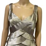 London Times  Satin Tiered Sleeveless V Neck Zip Back Cocktail Dress Womens 4 Photo 1