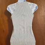 Maurice's Striped lace up top with crochet lace sleeves Photo 7