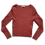 Abercrombie & Fitch Abercrombie Scoopneck, Ribbed Corset Rust Brown Sweater Top size L Photo 7