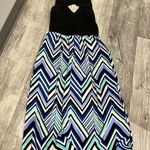 Crystal Doll Size 3 Women’s black blue and white maxi dress with zipper and clip Photo 0