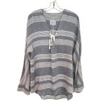 Rails Lily Athens Stripe Tie Front Shirt Women's Medium Blue White Casual Boho Photo 3