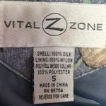Vintage Vital Zone Blue 100% Silk Floral Relaxed Full Zip High Neck Jacket Sz S Photo 3