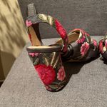 Topshop | Floral Embroidered Floral Women's Heels Pink Gray Tie Up Size 36 Photo 5