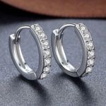925 Silver Plated Cubic Zirconia CZ Diamond Small Hoop Earrings for Women Men Photo 0