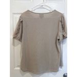 W5  Womens Top Size‎ L Beige Ruffle Sleeve Crew Neck Casual Blouse Photo 4