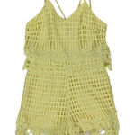 Tea & Cup  Yellow Romper Small Lace Trim Boho Summer Festival Photo 0