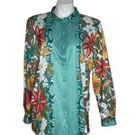 Vera VINTAGE Women’s Floral Shirt Fabric Buttons Bold Print Size 12 Made in USA Photo 0