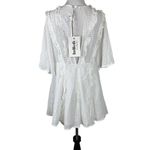 INDIKAH by Angel Biba White Ruffled Lace-Up Dress With Sleeves XS Photo 1