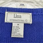 Vintage Lisa International Blue Black Zebra Cardigan Sweater Women M Funky Artsy Size M Photo 6