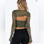 Princess Polly Olive Green Mesh Long Sleeve Top Photo 1