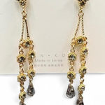 Vintage Style Gold Long Drop Earrings with Smoky Crystal – Elegant & Ornate Desi Photo 0
