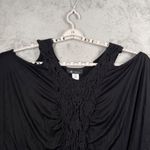 Mon Amie XL Black Lace Cold Shoulder Boho Chic Dolman Batwing Sleeve Romantic Photo 3