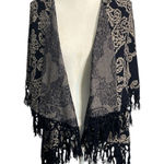 Coco + Carmen  Elegant blue and Cream Patterned Cape Photo 0