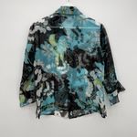 Cove Collections Black & Blue Floral Ruffle Sheer Blouse Y2k Retro Size Medium Photo 3