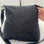 Tommy Hilfiger  Black Monogram Crossbody Messenger Bag Adjustable Strap Photo 2