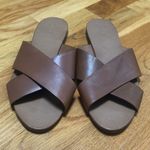 ALDO saddle brown leather slides Photo 1