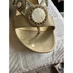 Reaction Kenneth Cole Card Glam Wedge Sandals Thong Embellished Gold Size 9 Photo 6