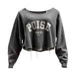 Comfort Colors  Poise Pilates Distressed Cropped Pullover Sweatshirt Charcoal M Photo 0