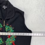 Lisa International Ugly Christmas Vest with Jingle Bells Womens L Wreath flowers Black Size L Photo 2