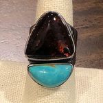 Krass&co JAY KING Desert Rose Trading Turquoise Amber Sterling Silver Ring 8-3/4 Photo 10