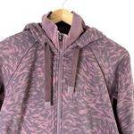 Athleta Triumph Printed Hoodie in Smoked Almond Brown Lynx Purple Print, Small Photo 3