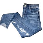 EXPRESS Light Wash Blue Skinny Jeans Distressed Design Women’s Size 2 Mid Rise! Photo 0