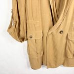 Free People Medium Jacket Charly Blazer Beige Tan Linen Button Cinched 1090 Photo 9