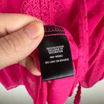 Torrid  Womens Chiffon‎ Clip Dot Ruffle Neck Tie Front Top Sz 2X Pink Crochet Photo 9