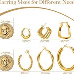 Gold Hoop Earrings Set for Women, 6 Pairs 18K Gold Earrings Hypoallergenic Hoop Earrings Lightweight Twisted Huggie Earring Hoops for Gift Photo 1